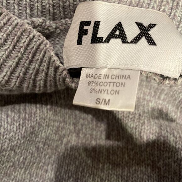 Flax Mock Neck Sweater Womens Size Small Medium Cotton Nylon‎ Pocket Gray Green - Picture 3 of 8